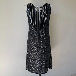 graham & spencer sequin mini dress silk and cashmere deep neck line black size M